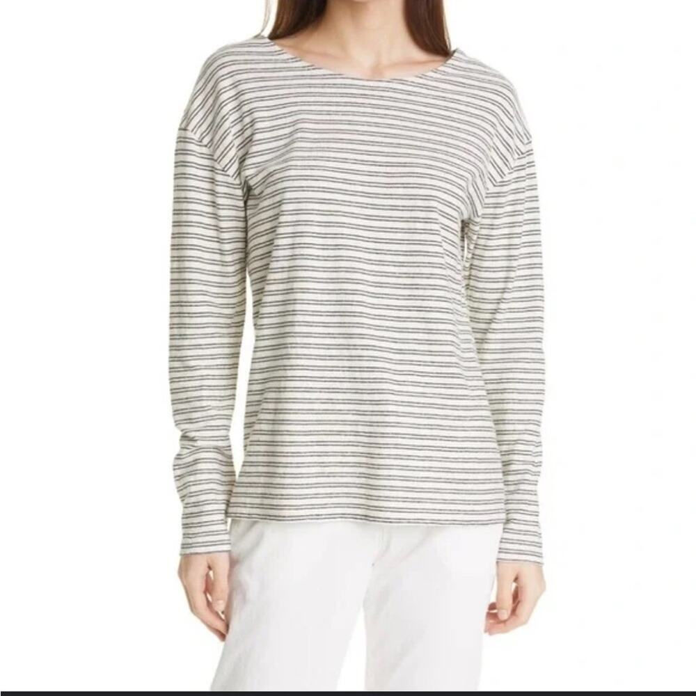 Nili Lotan Striped Long Sleeve Shirt Hemp and Organic Cotton Size XS‎